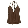 thumbnail image 1 of XIYON Tank Tops For Women Summer Fashion Casual Solid Color Lace Up Jacquard Drawstring Back Suspenders Top Camisole Trendy Clothes, 1 of 5