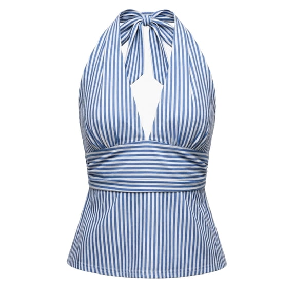 XIYON Tank Tops For Women Tie Back Backless Cropped Ruffle Summer Sleeveless Camisole Top Trendy Clothes