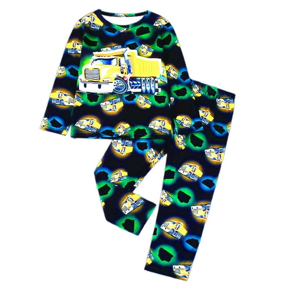 XIYON Toddler Boy Clothes Glow In The Dark Kids Pajama Set For Boys And Girls Long Sleeve And Pants 3 8 Years Cute Printed Sleepwear For Home Use 7-8