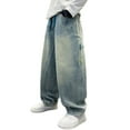 thumbnail image 1 of XIYON Toddler Boys Jeans Loose Fit Wide Leg Pants Straight Leg Trousers For Big Kids And Teens Casual Streetwear Fashion 4-5 Years, 1 of 9
