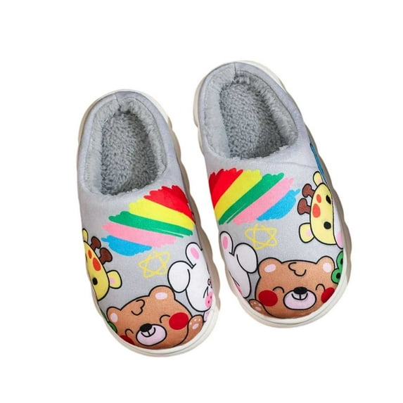 XIYON Toddler Girls Boys Slippers For Kids Soft Animal Print Slippers Comfortable Breathable Indoor Winter Slippers For Children Cozy Home Shoes 10-10.5 Years