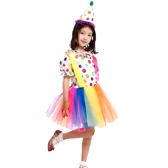 XIYON Toddler Girls Clothing Set Clown For Halloween Party Circus Performance And Carnival Celebration L