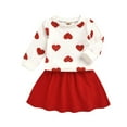 thumbnail image 1 of XIYON Toddler Girls Clothing Set Long Sleeve Heart Printed Dress 2 Piece Outfit Toddler And Little Kids Casual Playwear 3-4 Years, 1 of 5
