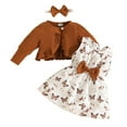 thumbnail image 1 of XIYON Toddler Girls Printed Dress Long Sleeve Ruffles Coat Tops Headbands Outfits 2 Piece Fall Outfits Clothing Set Cute, 1 of 5