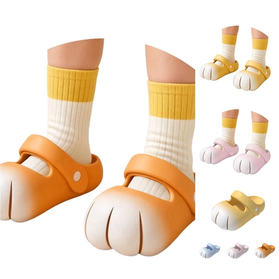 XIYON Toddler Kids Boys Girls Summer Slippers Soft Sole Non Slip Closed Toe Solid Color Lightweight Breathable Shoes For Casual Daily Wear,Orange,10-10.5 Years