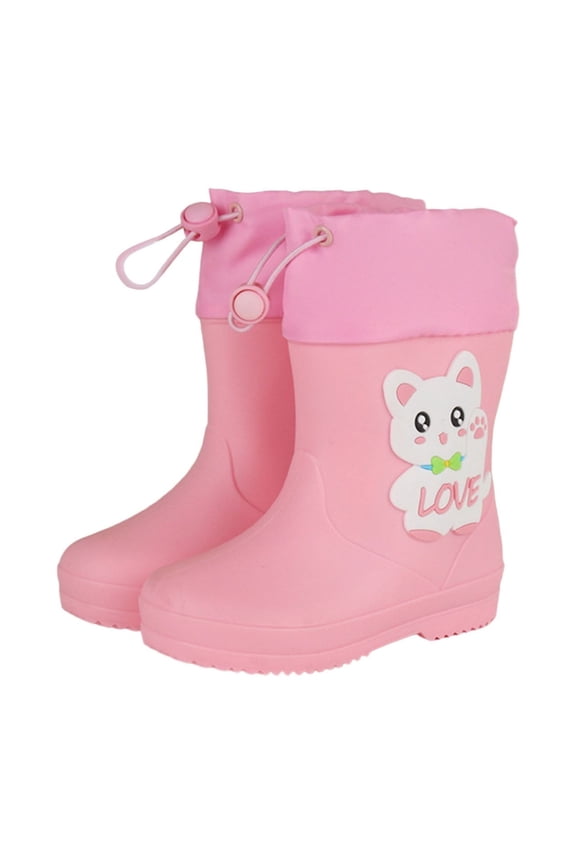 Toddler Rain Boots Girls Kids Booties With Cute Bunny Dinosaur Design Removable Liner Soft Sole For Daily Wear Spring Fall 3.5-4 Years