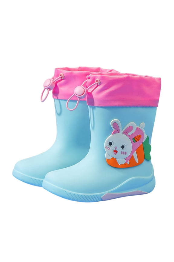 Toddler Rain Boots Kids Shoes Lightweight Toddler Booties With Detachable Covers Cute Bunny Dinosaur Design For Daily Wear And Rainy Days 3.5-4 Years
