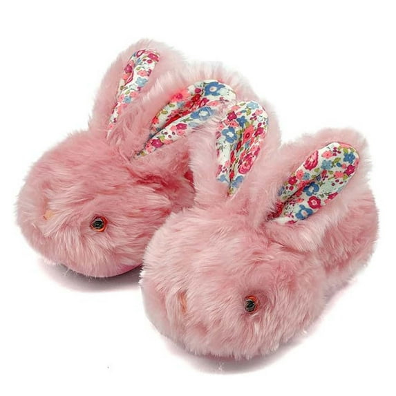 XIYON Toddler Slippers Boys Girls Winter Girls Slippers Cozy Bunny Shoes For Kids Soft Indoor Outdoor Comfortable Toddler Footwear 5.5-6 Years