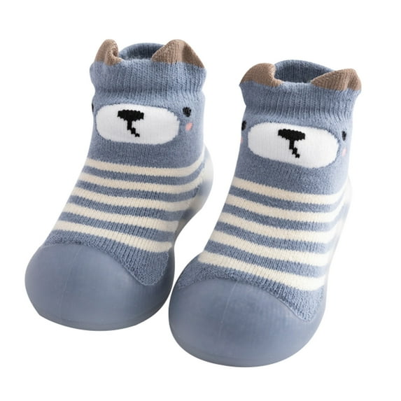 XIYON Toddler Slippers Kids Toddler Baby Boys Girls Solid Warm Knit Soft Sole Rubber Shoes Slipper Stocking Soft Shoes 26