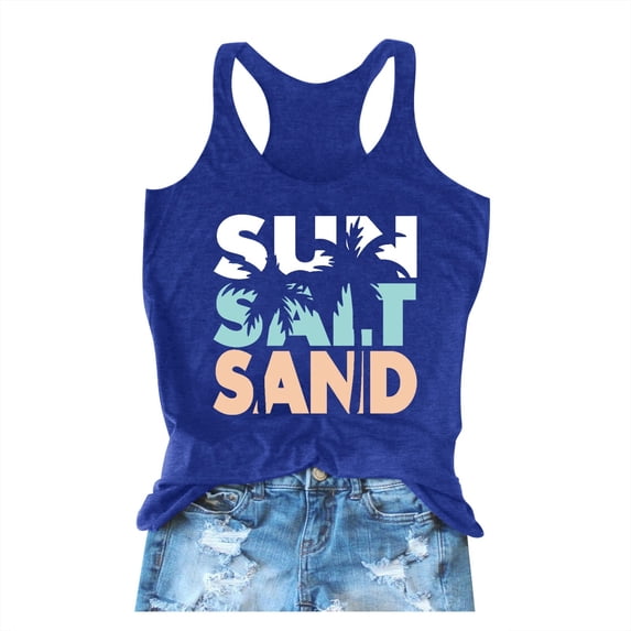 XIYON Women Racerback Tank Top Summer Casual Loose Fit Tops Workout Tanks Vacation Beach Shirts Trendy Going Out Tops