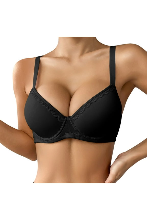Women Soft Comfortable Bra Women's Thin Solid Color Comfortable Breathable Push Up Bra With Underwire Triple Bra Comfy Bra
