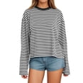 thumbnail image 1 of XIYON Women T Shirts Long Sleeve Striped T Shirt Loose Fit And Crew Neck For Comfortable Everyday Wear Going Out Clothes 2026, 1 of 4
