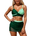 thumbnail image 1 of XIYON Women's Bikini Sets Two Piece Swimwear Tankini Color Block High Waisted Bikini Top With Swim Shorts Comfortable Swim For Beach Pool Retro Swimsuits Beachwear, 1 of 3