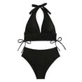 thumbnail image 1 of XIYON Women's Bikini Sets Women Solid Color Drawstring Side Tank Top Brief Tankini Swimwear Set Beach Vacation 2026, 1 of 6