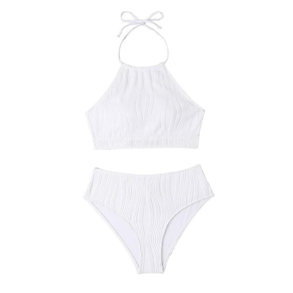 XIYON Women's Bikini Sets Women's Slim Wave Bar Solid Color Multi Color Bikini Beach Vacation Clothes