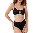 thumbnail image 1 of XIYON Women's Bikini Sets Women's Solid Color Ribbed Edge Bikini Swimsuit Beachwear 2026 Summer Beach Wear, 1 of 5