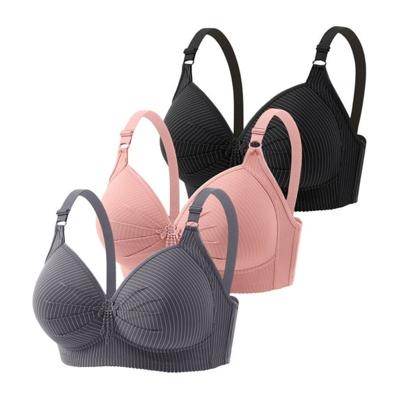 XIYON Women's Bra Ladies Front Closure Floral Lace Bra Comfortable Support Underwire T Shirt Bralette Soft Wireless Everyday Wear Breathable