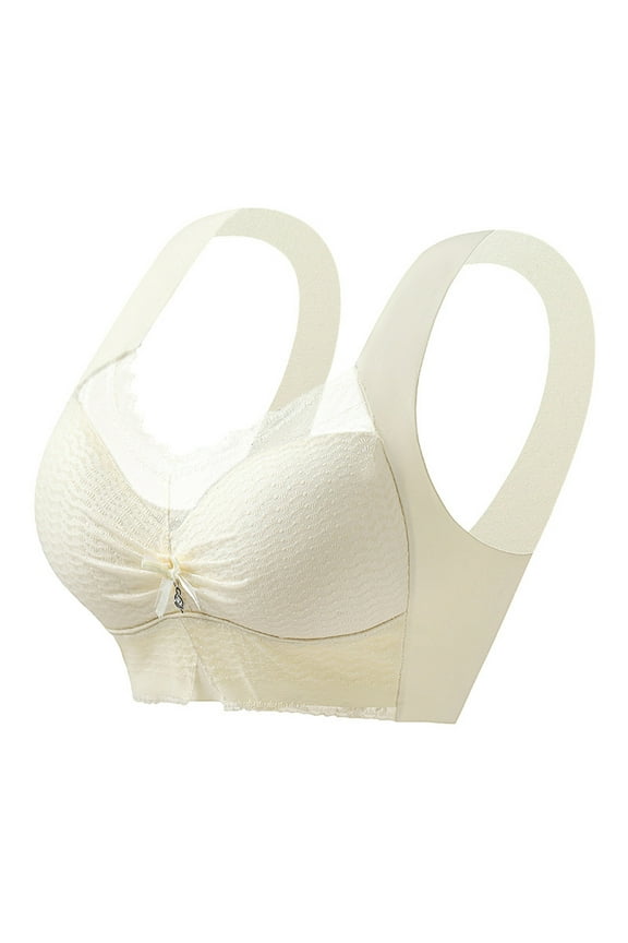 Women's Bra Ladies Lace Back No Steel Rim Fixed Cup Bra Gathering Sagging Set Vest Bra Everyday Bras