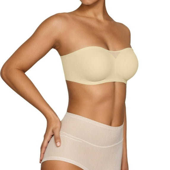 XIYON Women's Bra Ladies Strapless Bra Lightweight Seamless Comfortable Support Push Up Bust Bralette Everyday Bras