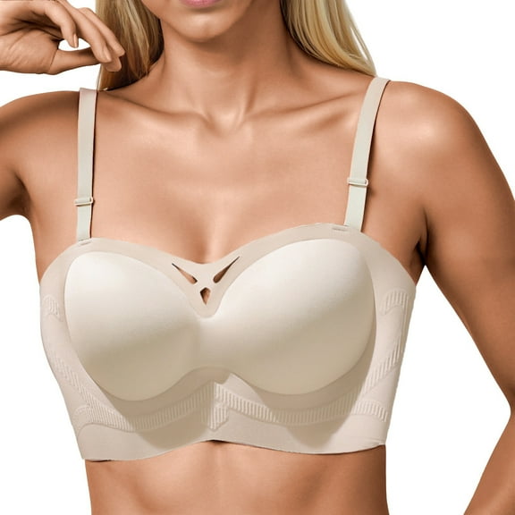 XIYON Women's Bra Strapless Underwear Ladies Small Gathered No Underwire Bandeau Wrap Bra 2025 Everyday Bras