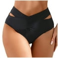 thumbnail image 1 of XIYON Women's High Waisted Bikini Bottoms Women Solid Color Hollow Out Detail Swimwear Bottom For Pool Beach Classic, 1 of 7