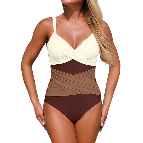 XIYON Women's One Piece Swimsuit Color Block Swimsuit Athletic Swimwear For Beach Pool Surf Summer Beach Swimwear