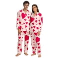 thumbnail image 1 of XIYON Women's Pajama Set Valentines Heart Printed Matching Couples Long Sleeve Pajama With Heart Printed Cozy Sleepwear For And Soft Sleepwear Loungewear, 1 of 6