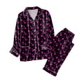 thumbnail image 1 of XIYON Women's Pajama Set Women Pajamas Matching Set Holiday Pajamas Women's Classic Button Down Long Satin Pajama Set With Pockets Comfy Pjs Outfits, 1 of 4