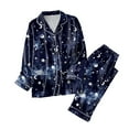 thumbnail image 1 of XIYON Women's Pajama Set Women Pajamas Matching Set Holiday Pajamas Women's Classic Button Down Long Satin Pajama Set With Pockets Loungewear, 1 of 4
