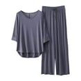thumbnail image 1 of XIYON Women's Pajama Sets Women 3/4 Sleeve V Neck Summer Tops Elastic Waist Wide Leg Pants Summer Outfits Ladies Sleepwear, 1 of 3
