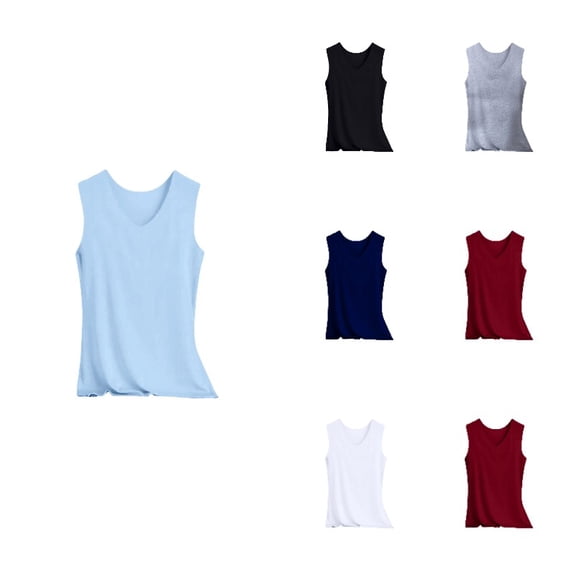 XIYON Women's Tank Top Round Neck Sleeveless Solid Color Slim Fit Comfortable Fashion Camisole For Casual Daily Wear,Blue,Xxl