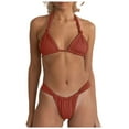 thumbnail image 1 of XIYON Womens Bikini Sets High Cut 2Pcs Thong Swimsuit Tie Knot Ruched Swimwear Beach Vacation Clothes, 1 of 7