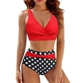 thumbnail image 1 of XIYON Womens Bikini Sets Two Piece Swimsuits High Waist Control Polka Dot Bikini Tankini For Beach Wear Comfortable, 1 of 4