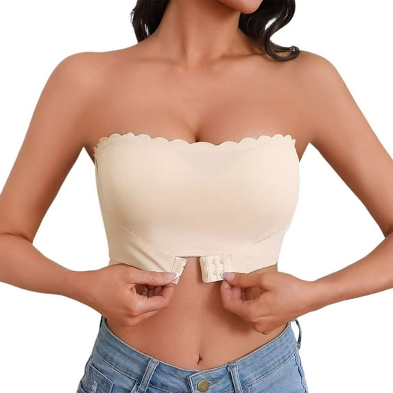 XIYON Womens Bras Comfortable Bra For Everyday Wear Front Closure Wireless Bra Seamless Underwear Breathable Bra With Clear Straps For All Seasons Classic