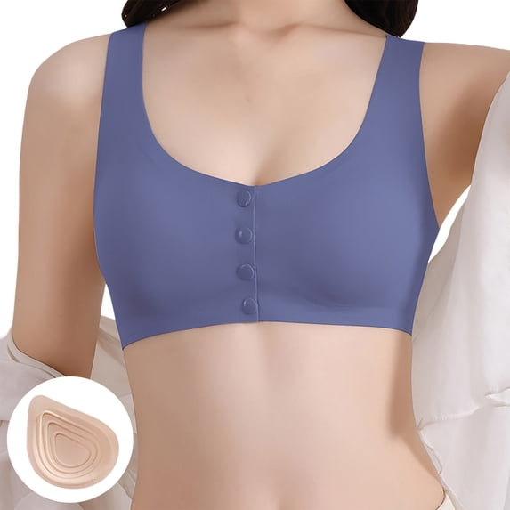 XIYON Womens Bras Seamless Front Closure Bra Soft Breathable Post Bra For Prosthetic Comfort Classic