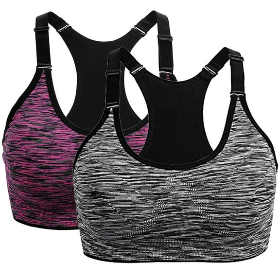 XIYON Womens Bras Sport Bras For Ladies High Impact Yoga Running Seamless Gym Tank Top Fitness Vest 2 Pack Breathable