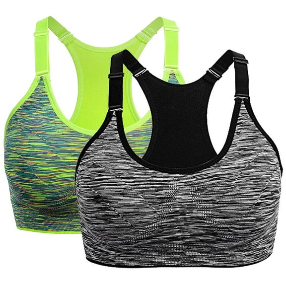 XIYON Womens Bras Sport Bras For Ladies High Impact Yoga Running Seamless Gym Tank Top Fitness Vest 2 Pack Comfortable Everyday Bra