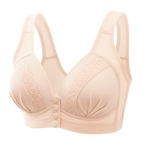 XIYON Womens Bras Women Lace Front Button Shaping Cup Shoulder Strap Large Size Underwire Bra Classic