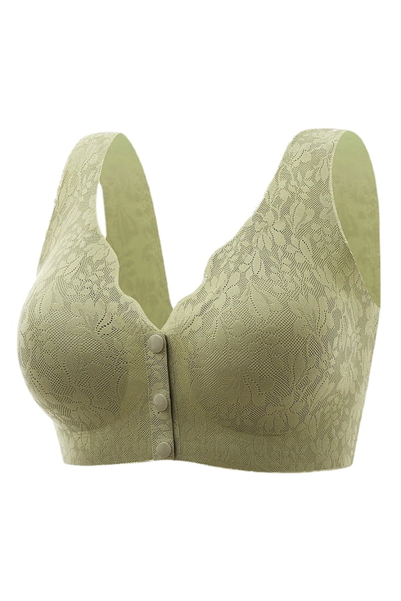 Womens Bras Women's Front Open Button Top Up Comfortable And Traceless Lace Plus Size Gathered Anti Drop Bra Comfort