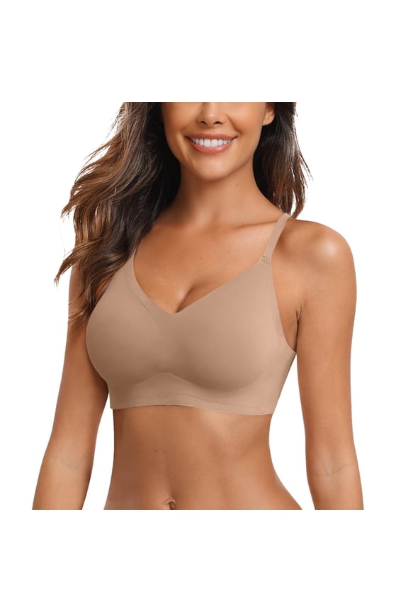 Womens Bras Women's Front Side Buckle Lace Edge No Underwire Movement Seamless Gathering Adjustment Yoga Sleep Large Bra Comfort