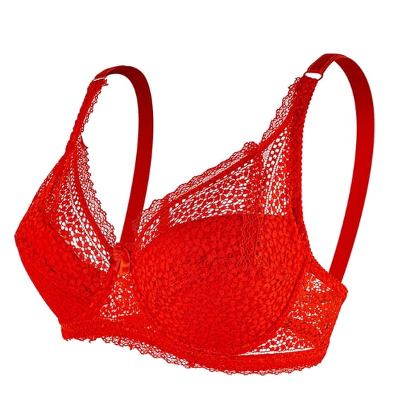 XIYON Womens Bras Womens Underwire Bra Lace Floral Bra Unlined Unpadded Plus Size Full Coverage Bra Comfortable