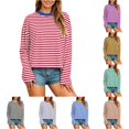 thumbnail image 1 of XIYON Womens Long Sleeve T Shirts Striped Crew Neck Tee Shirt Casual Loose Fit Going Out Tops Fall Clothing, 1 of 5