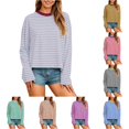 thumbnail image 1 of XIYON Womens Long Sleeve T Shirts Striped Crew Neck Tee Shirt Casual Loose Fit Going Out Tops Fall Clothing, 1 of 5