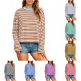 thumbnail image 1 of XIYON Womens Long Sleeve T Shirts Striped Crew Neck Tee Shirt Casual Loose Fit Going Out Tops Fall Clothing, 1 of 5
