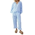 thumbnail image 1 of XIYON Womens Pajama Sets Fashionable Leisure Plaid Pajama For With Ruffled Hem Long Pants And Relaxed Collar Shirt Comfortable, 1 of 5