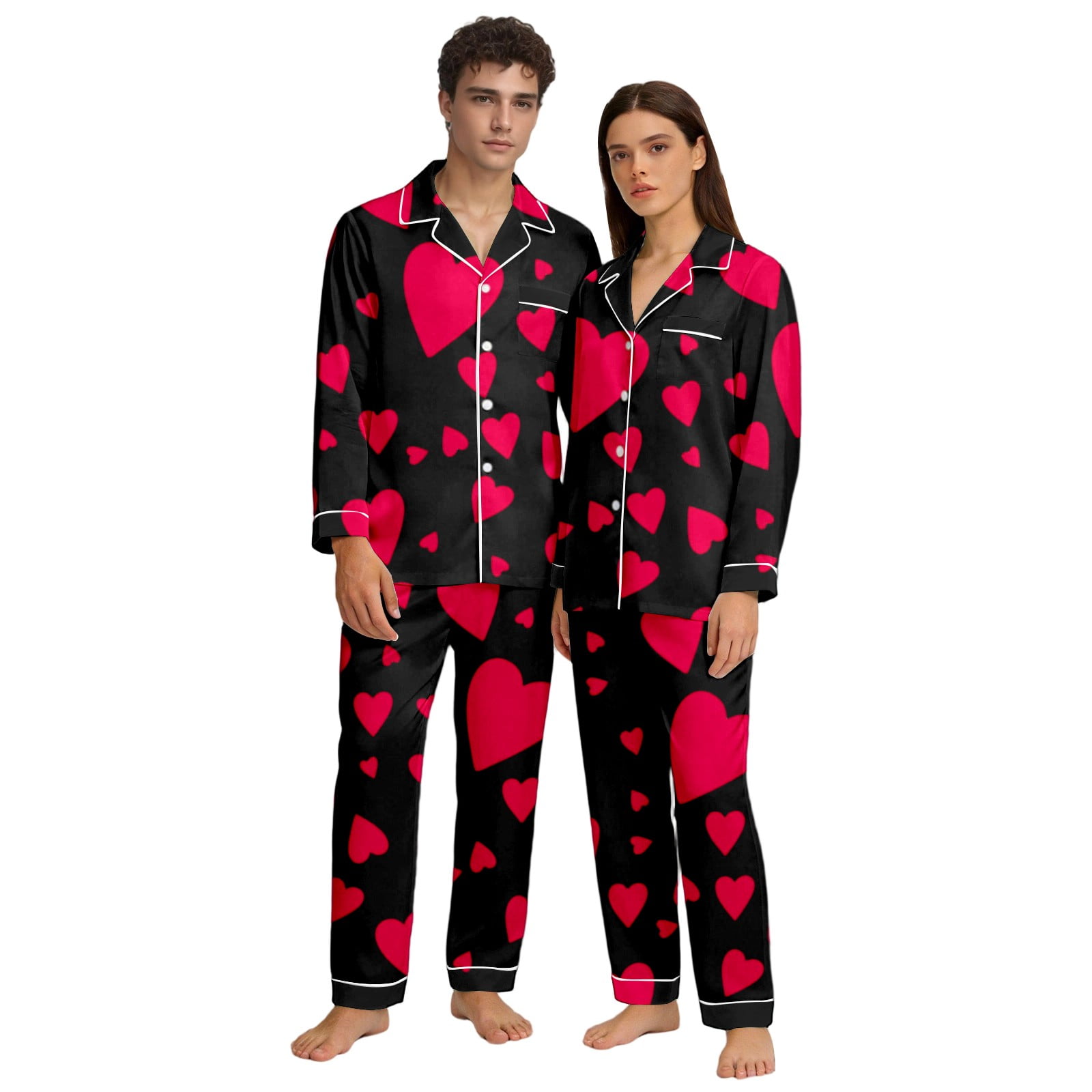 XIYON Women's Pajama Set Valentines Heart Printed Matching Couples