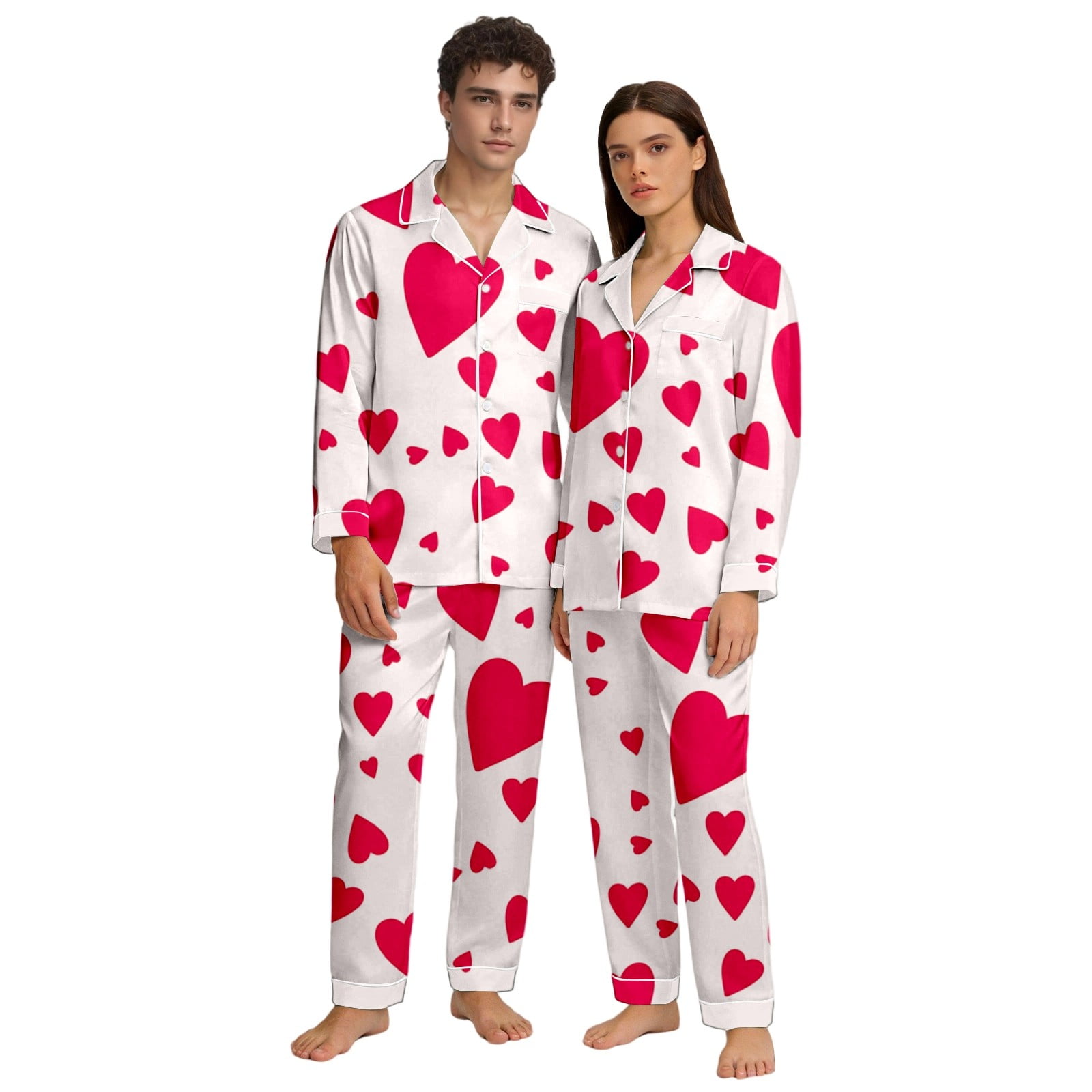 XIYON Women's Pajama Set Valentines Heart Printed Matching Couples