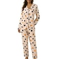 thumbnail image 1 of XIYON Womens Pajama Sets Women Casual Lapel Button Leopard Tie Dye Printed 2 Piece Long Sleeve Pajamas Suit Soft Sleepwear Loungewear, 1 of 7