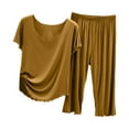 thumbnail image 1 of XIYON Womens Pajama Sets Women's Summer Short Sleeve Top With Capri Pants Pajama Set Lightweight Casual Home Wear For Ladies Comfy Loungewear, 1 of 3