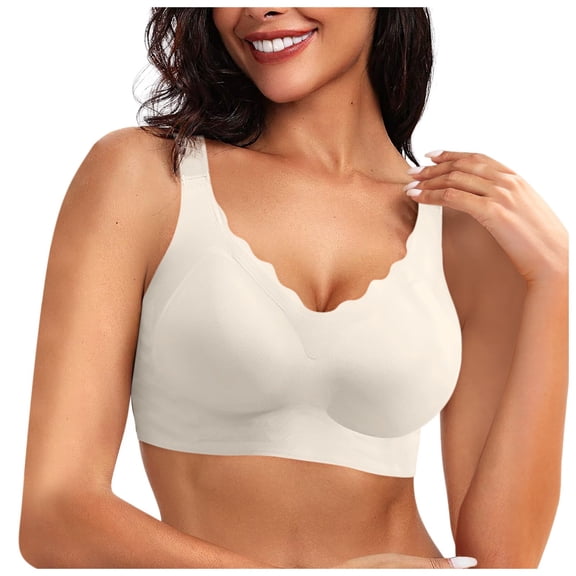 XIYON Womens Seamless Bras No Underwire Scalloped Push Up Bras Soft Wireless Comfort Bralettes Full Coverage Everyday Bra Comfort